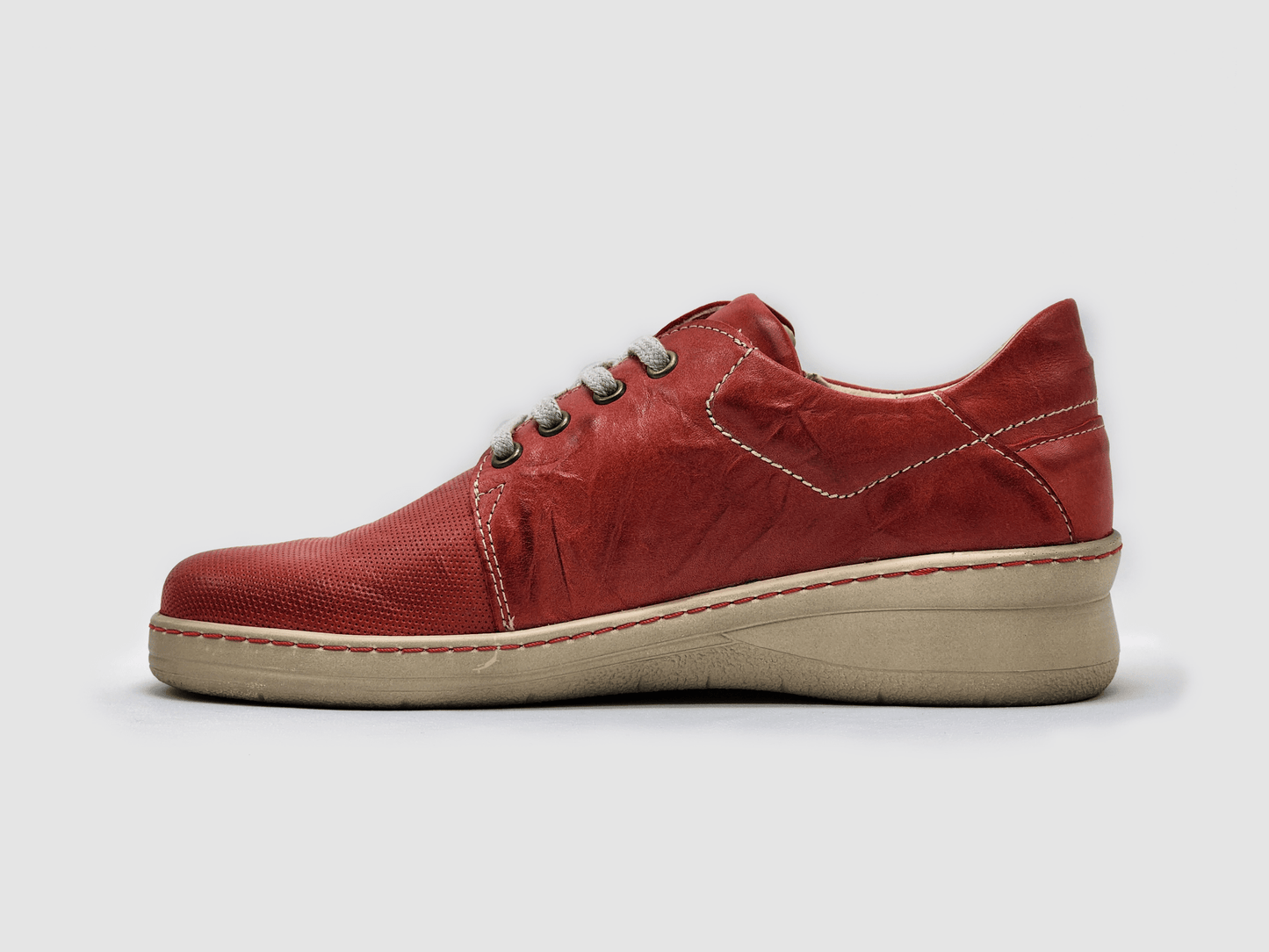 Women's Dr Wellness Zip - Up Leather Shoes - Red - Euro Shoe House