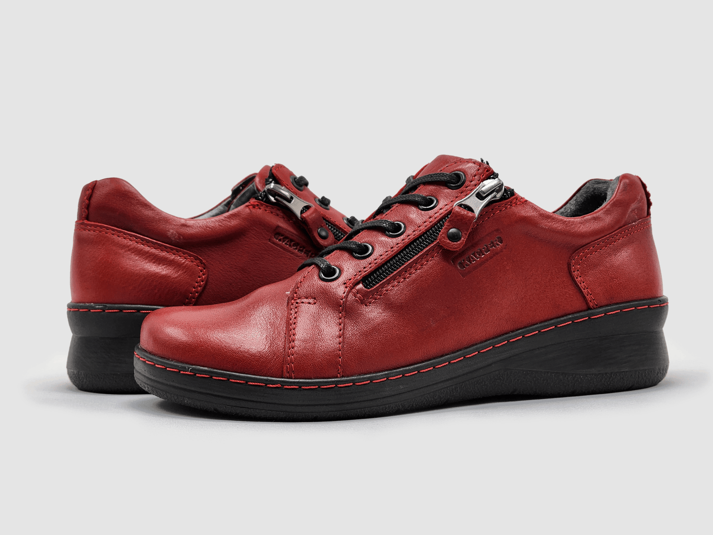 Women's Dr Wellness Zip - Up Leather Shoes - Red - Euro Shoe House