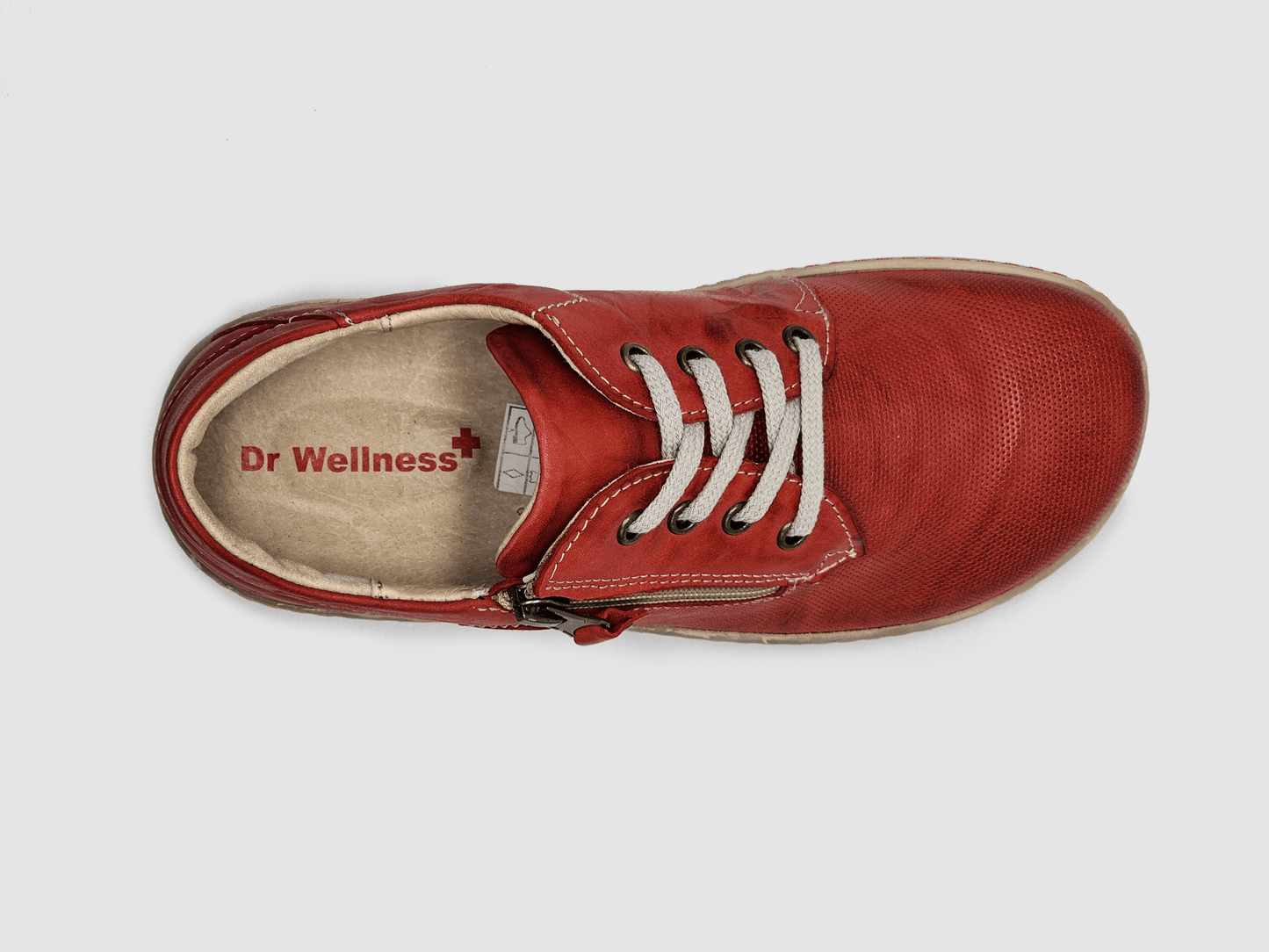 Women's Dr Wellness Zip - Up Leather Shoes - Red - Euro Shoe House
