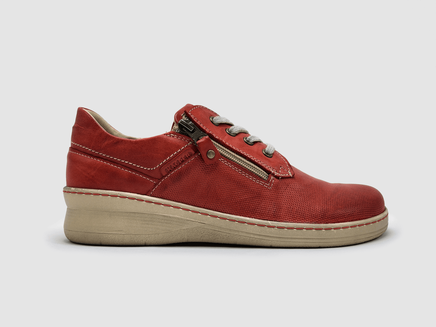 Women's Dr Wellness Zip - Up Leather Shoes - Red - Euro Shoe House
