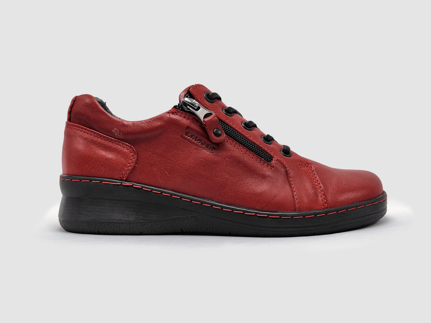 Women's Dr Wellness Zip - Up Leather Shoes - Red - Euro Shoe House