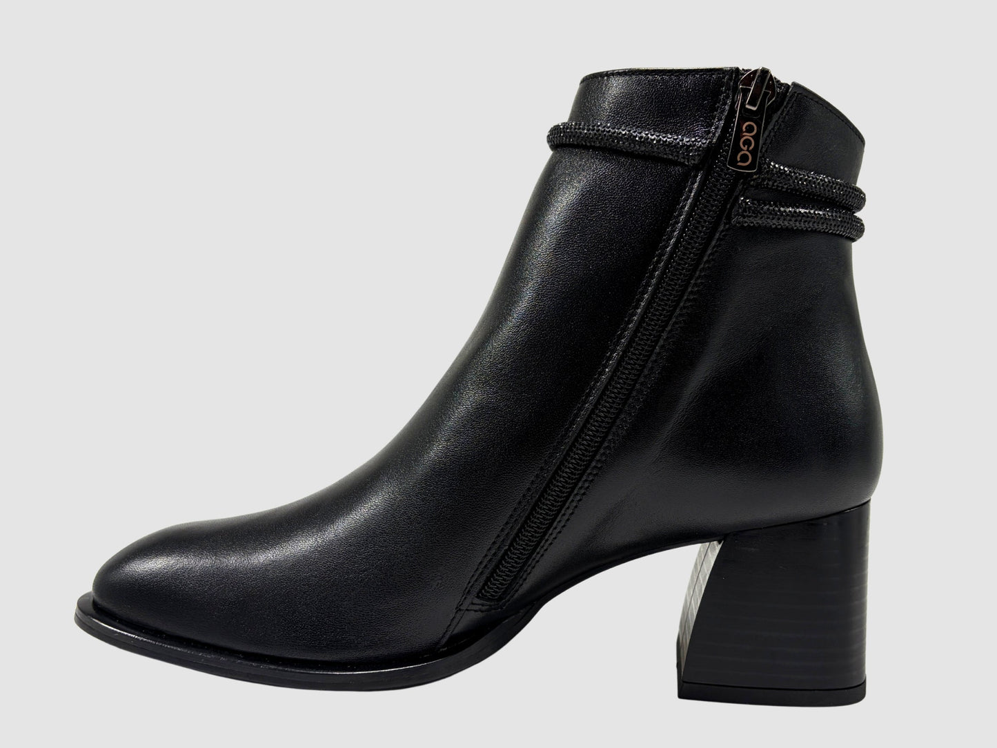 Women's Emina Leather Booties - Black - Euro Shoe House