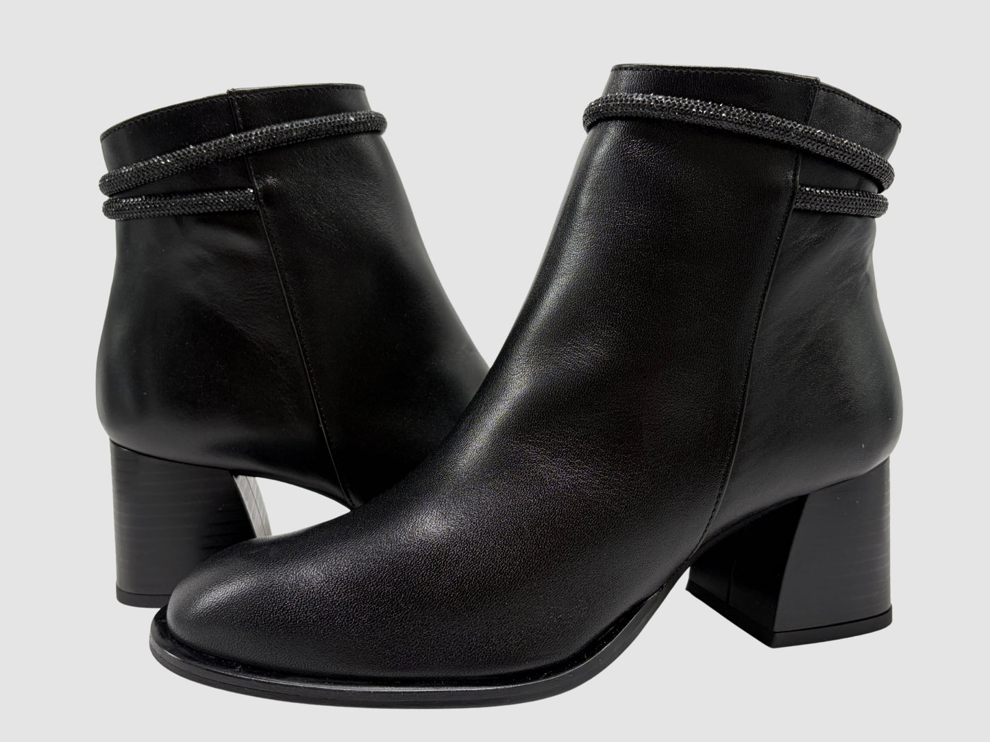 Women's Emina Leather Booties - Black - Euro Shoe House