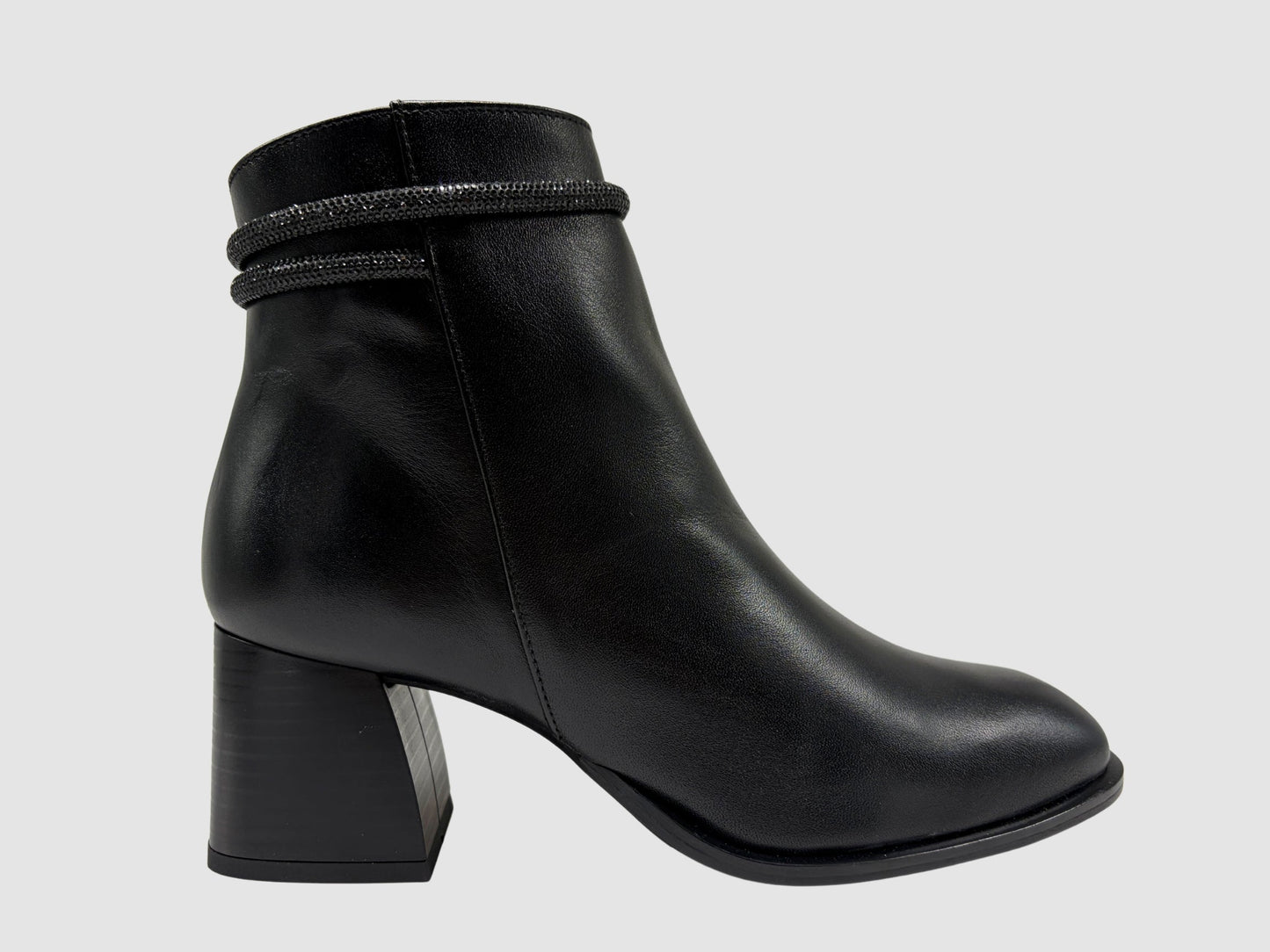 Women's Emina Leather Booties - Black - Euro Shoe House