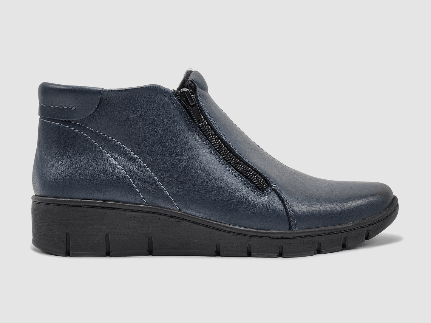 Women's Helios Dione Zip - Up Leather Boots - Navy - Euro Shoe House