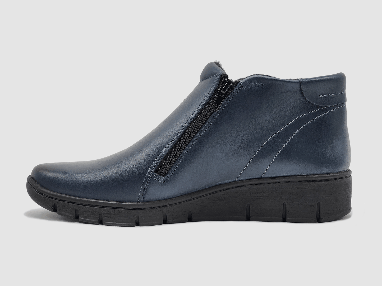 Women's Helios Dione Zip - Up Leather Boots - Navy - Euro Shoe House