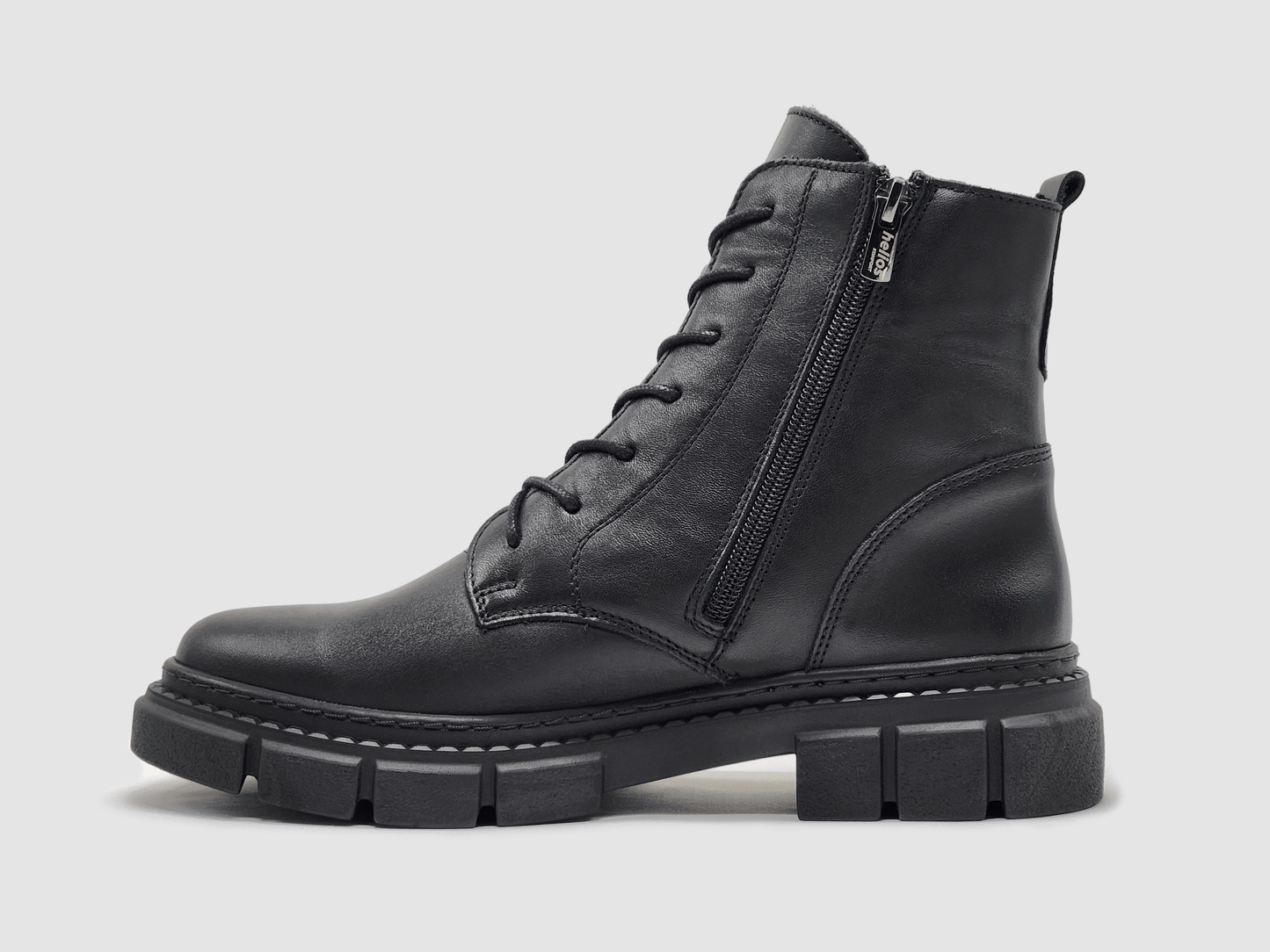 Women's Helios Hebe Fur - Lined Zip - Up Leather Boots - Black - Euro Shoe House