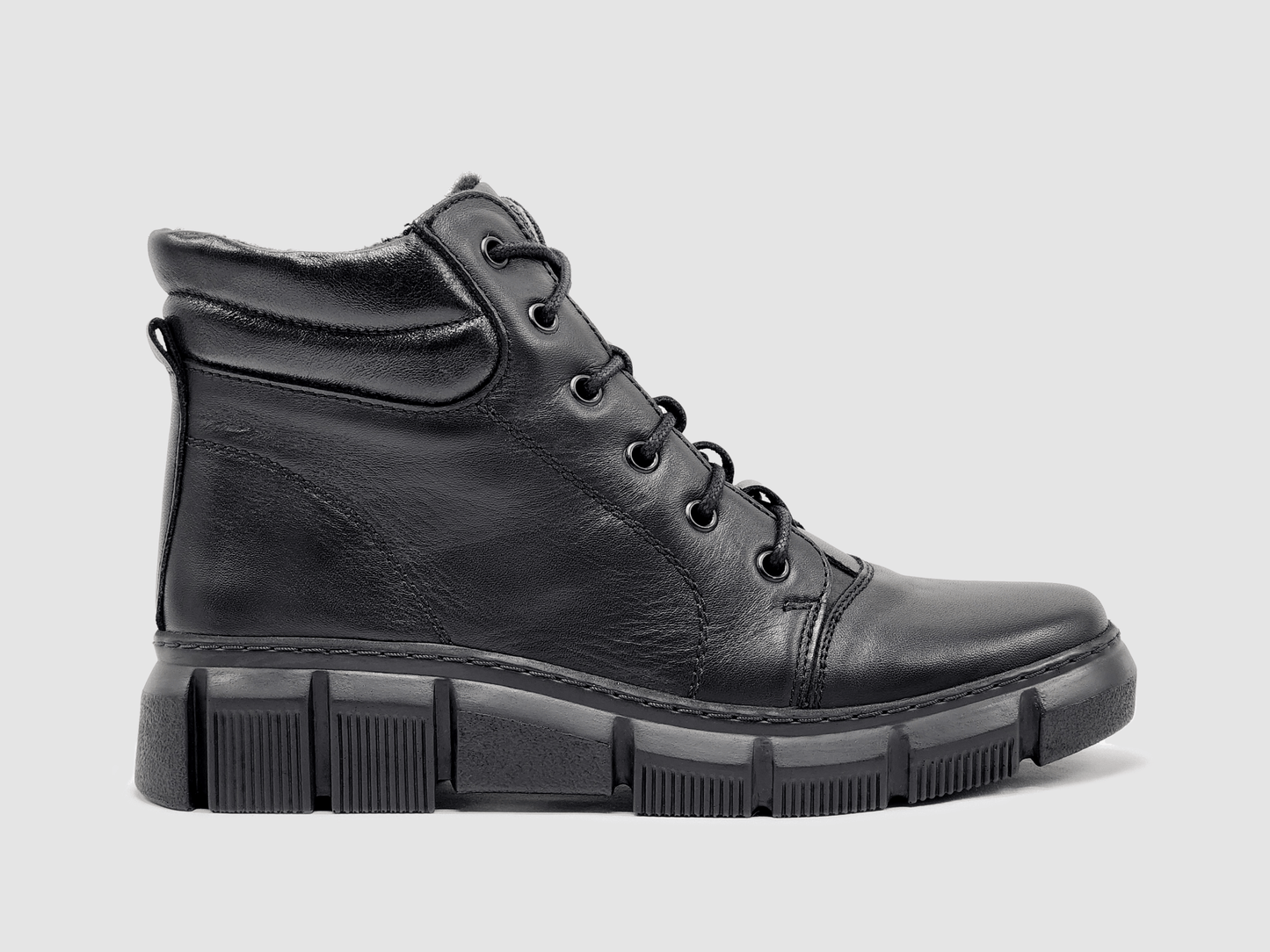 Women's Helios Hera Fleece - Lined Zip - Up Leather Boots - Black - Euro Shoe House