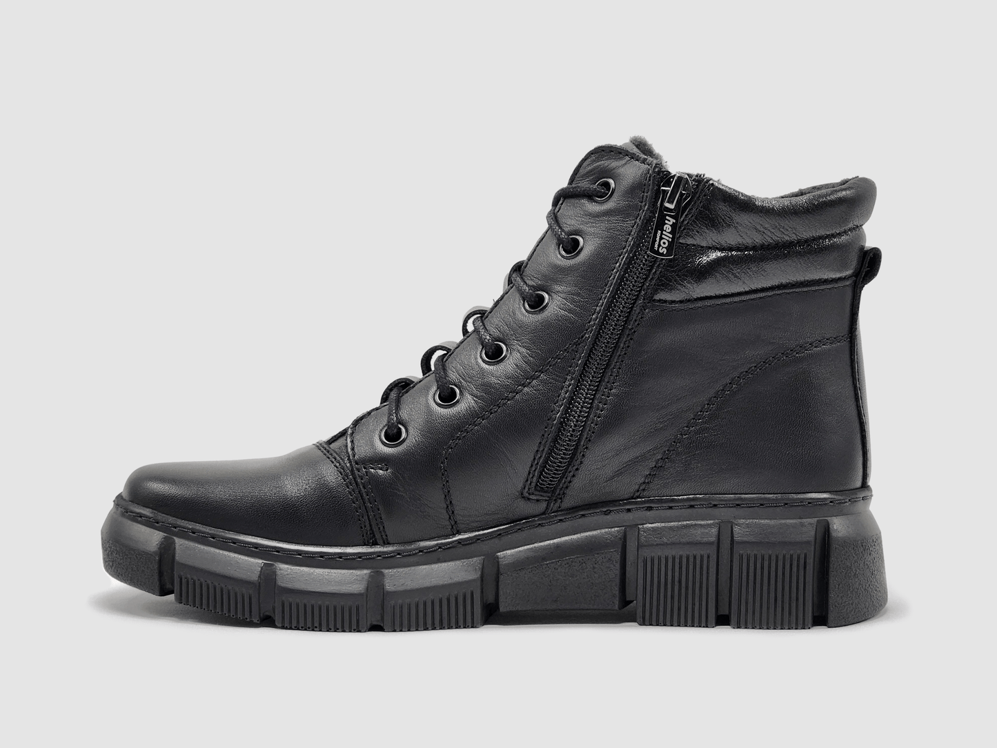 Women's Helios Hera Fleece - Lined Zip - Up Leather Boots - Black - Euro Shoe House