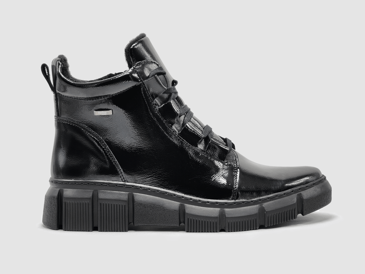 Women's Helios Ino Fleece - Lined Zip - Up Leather Boots - Gloss Black - Euro Shoe House