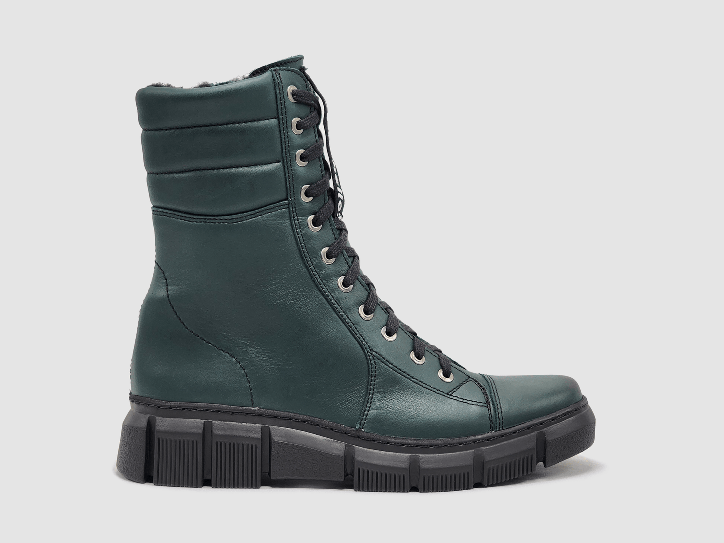 Women's Helios Medusa Fur - Lined Leather Boots - Green - Euro Shoe House