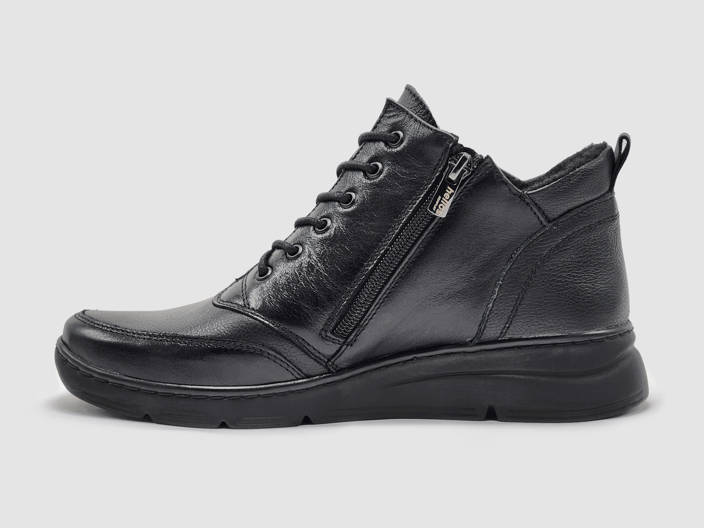 Women's Helios Metis Fleece - Lined Zip - Up Leather Boots - Black - Euro Shoe House