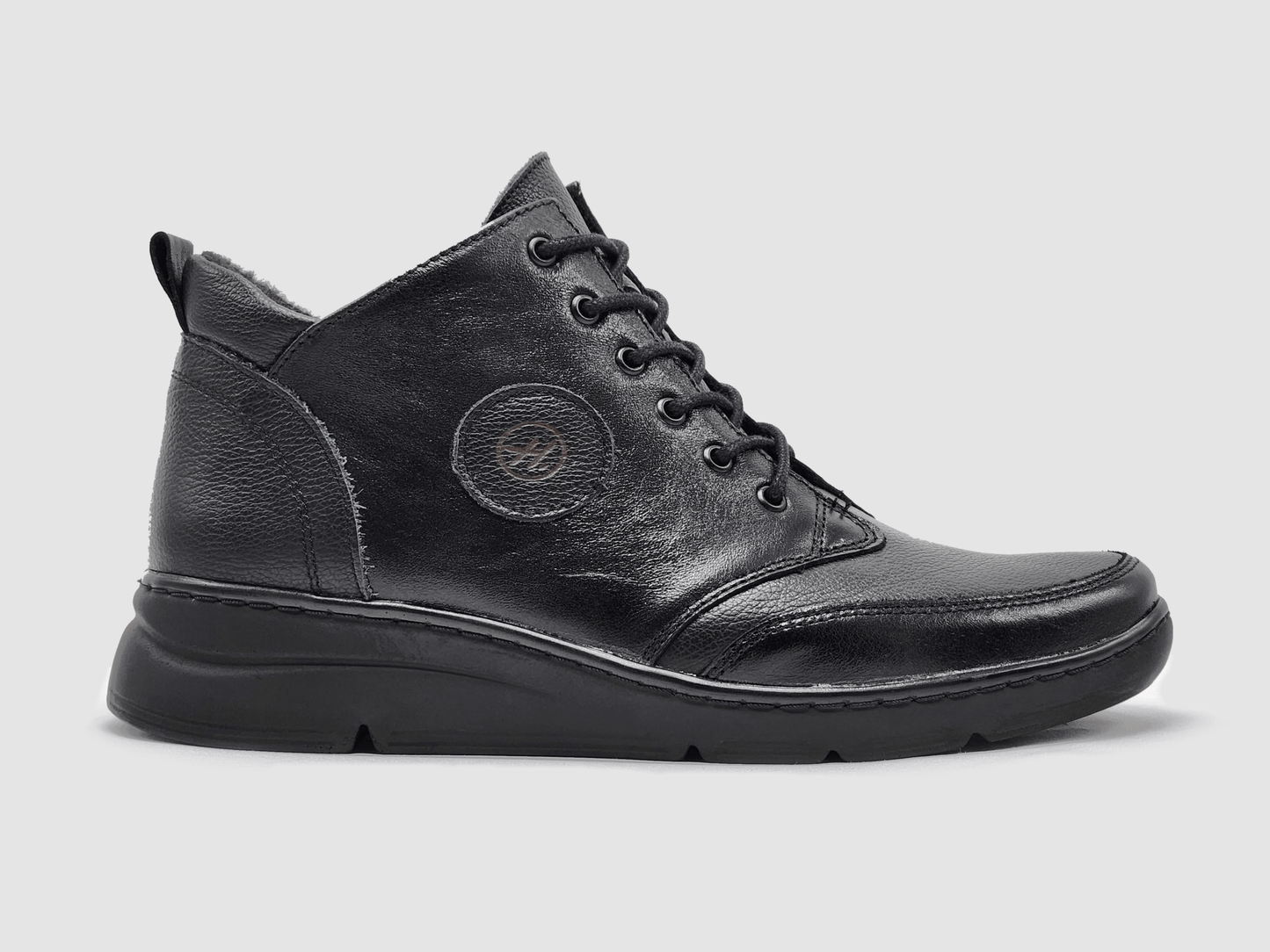 Women's Helios Metis Fleece - Lined Zip - Up Leather Boots - Black - Euro Shoe House