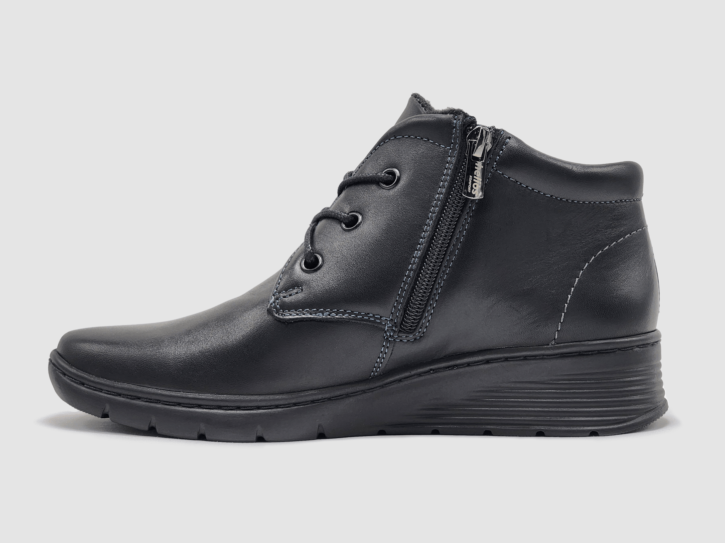Women's Helios Theia Fleece - Lined Zip - Up Leather Boots - Black - Euro Shoe House