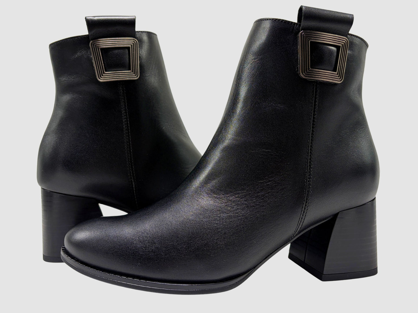 Women's Iwona Leather Booties - Black - Euro Shoe House