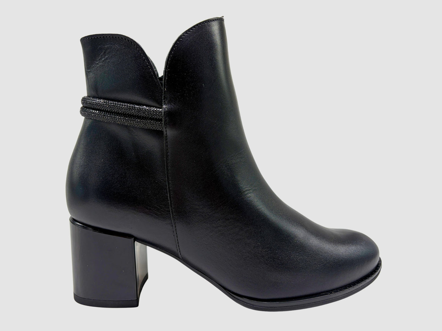 Women's Laura Leather Booties - Black - Euro Shoe House