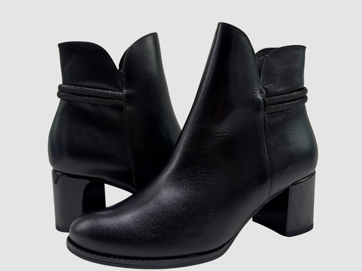 Women's Laura Leather Booties - Black - Euro Shoe House
