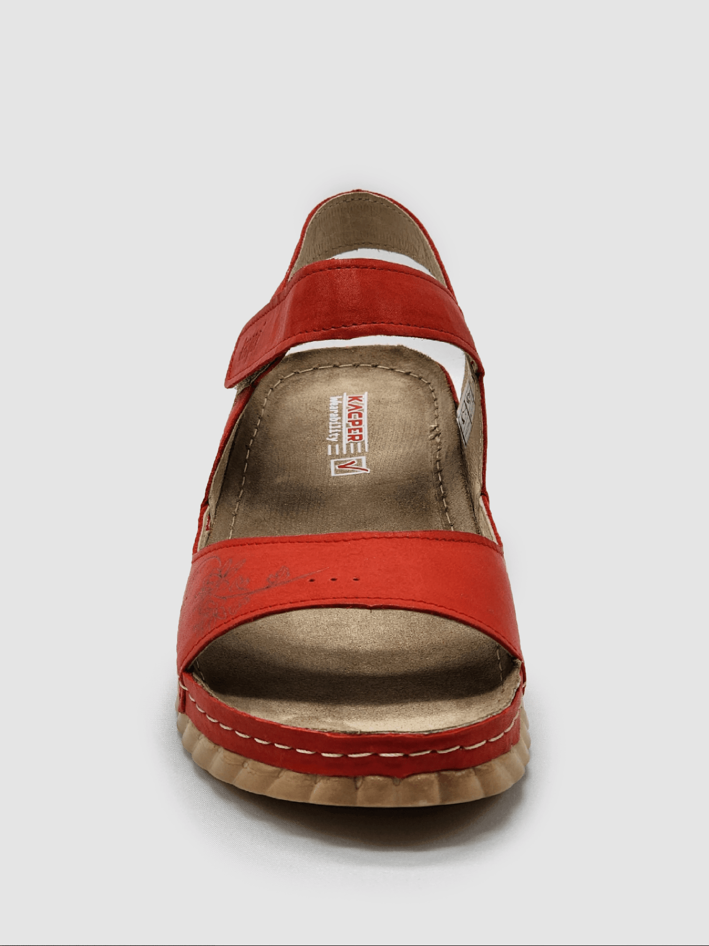 Women's Leather Sandals - Red - Euro Shoe House