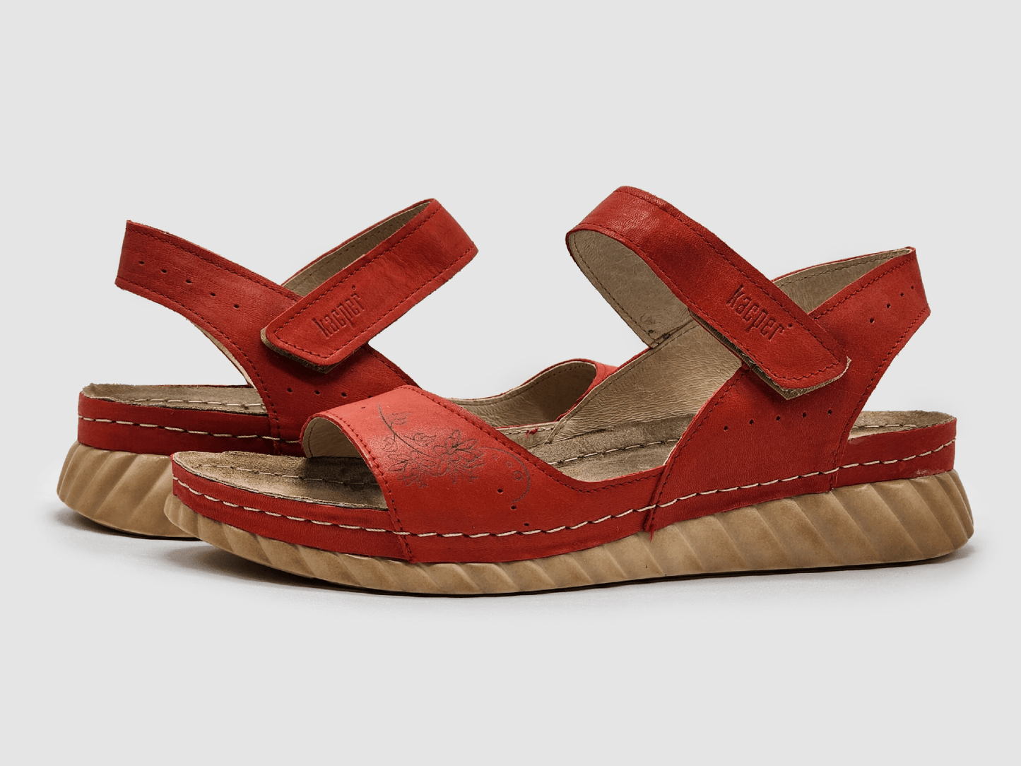 Women's Leather Sandals - Red - Euro Shoe House