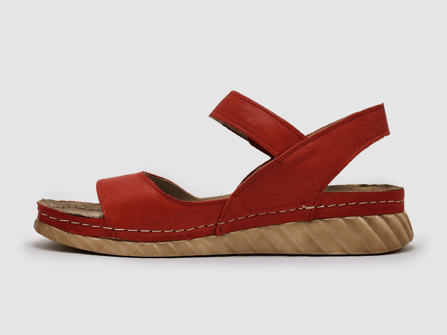 Women's Leather Sandals - Red - Euro Shoe House