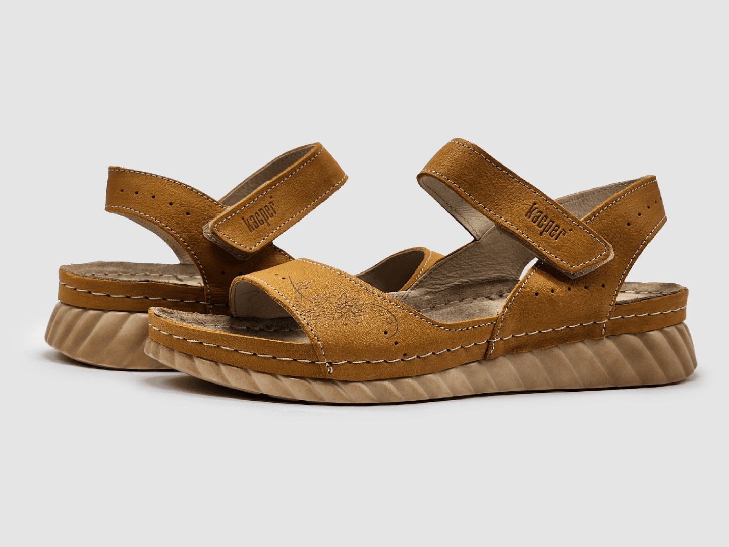 Women's Leather Sandals - Yellow - Euro Shoe House