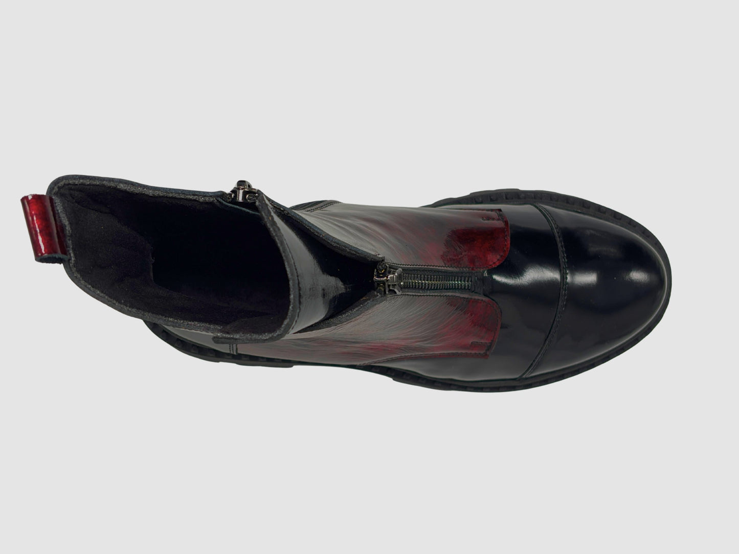 Women's Oksana Leather Boots - Black/Red - Euro Shoe House