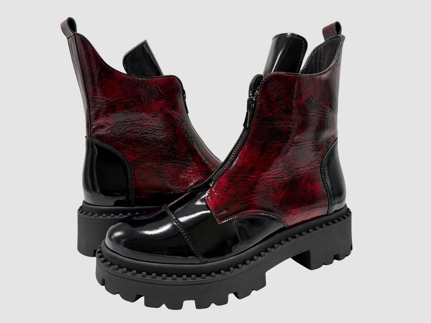 Women's Oksana Leather Boots - Black/Red - Euro Shoe House
