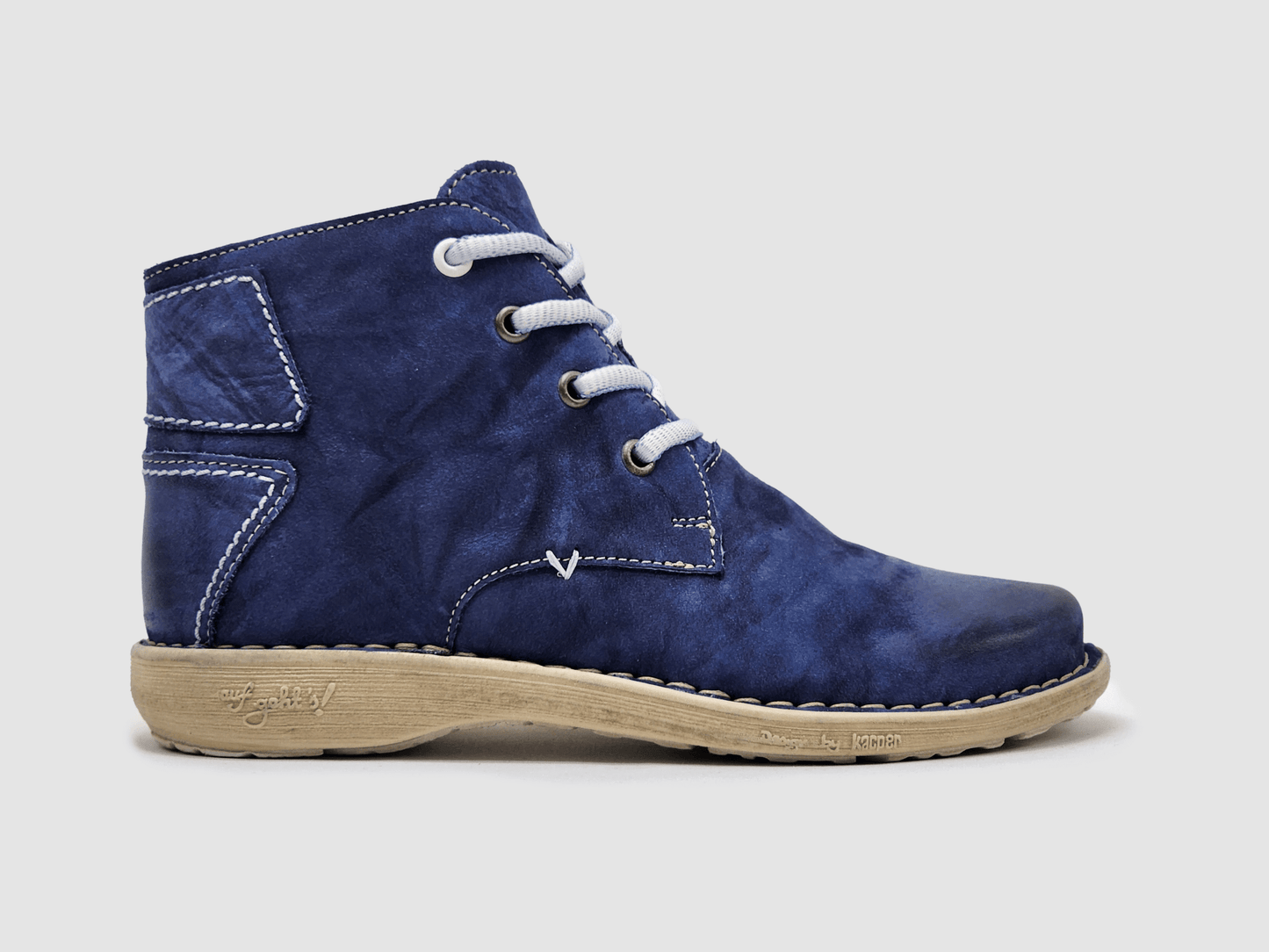 Women's Old - Fashioned Zip - Up Leather Boots - Blue - Euro Shoe House