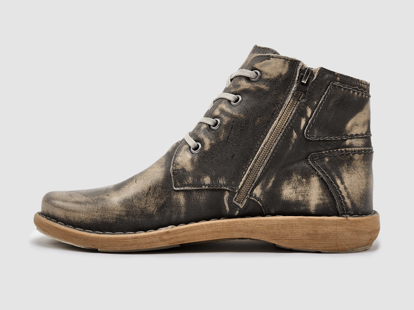 Women's Old - Fashioned Zip - Up Leather Boots - Brown - Euro Shoe House