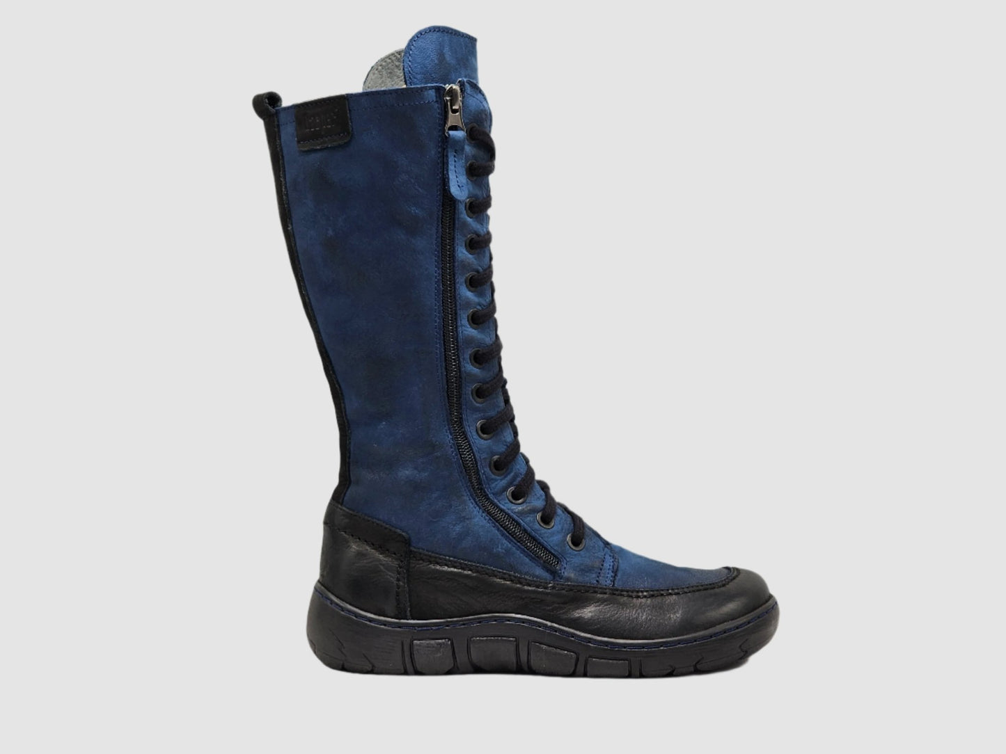 Women's Original Tall Thick Wool - Lined Zip - Up Leather Boots - Blue - Euro Shoe House