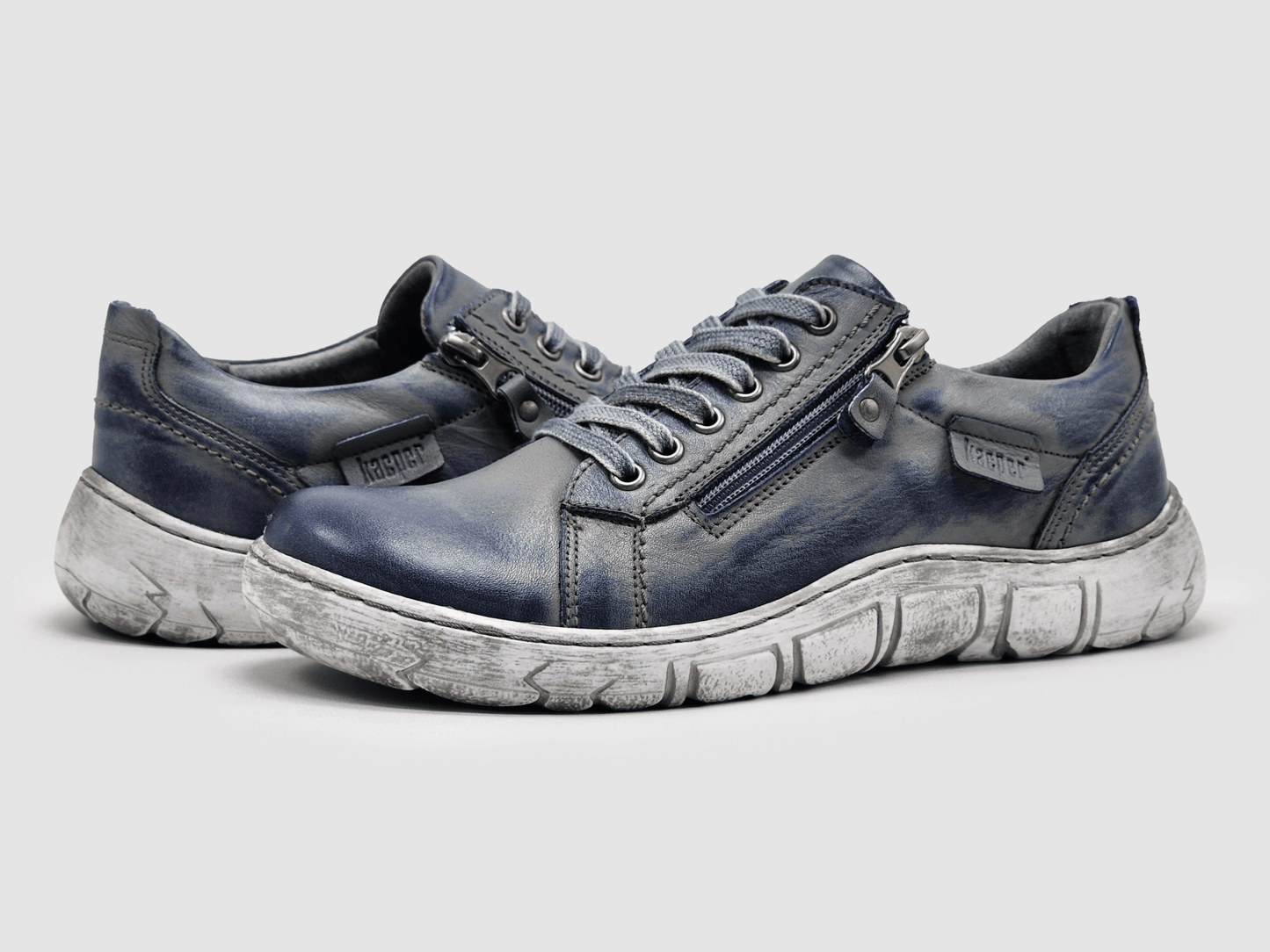 Women's Original Zip - Up Leather Shoes - Blue - Euro Shoe House