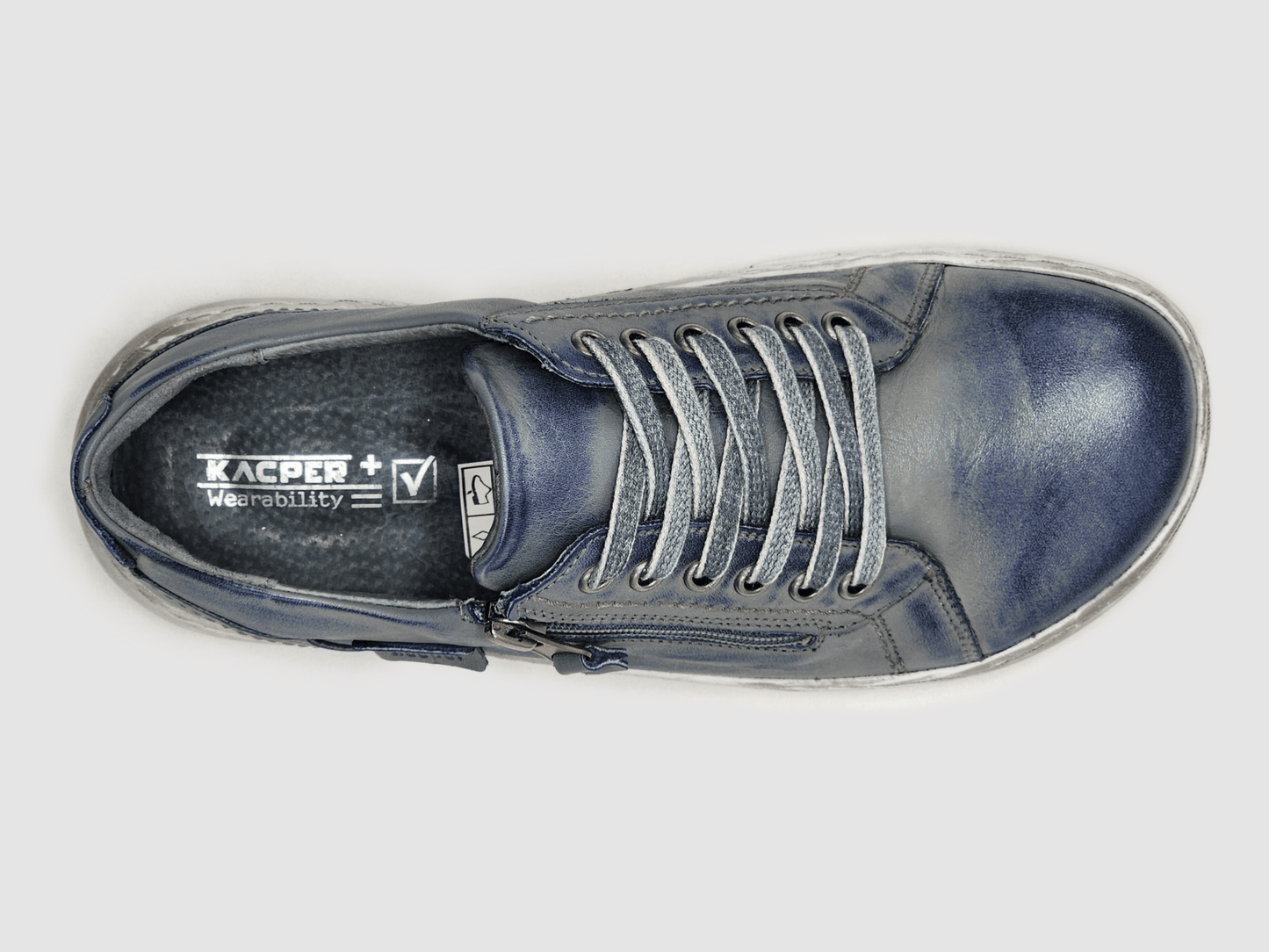 Women's Original Zip - Up Leather Shoes - Blue - Euro Shoe House