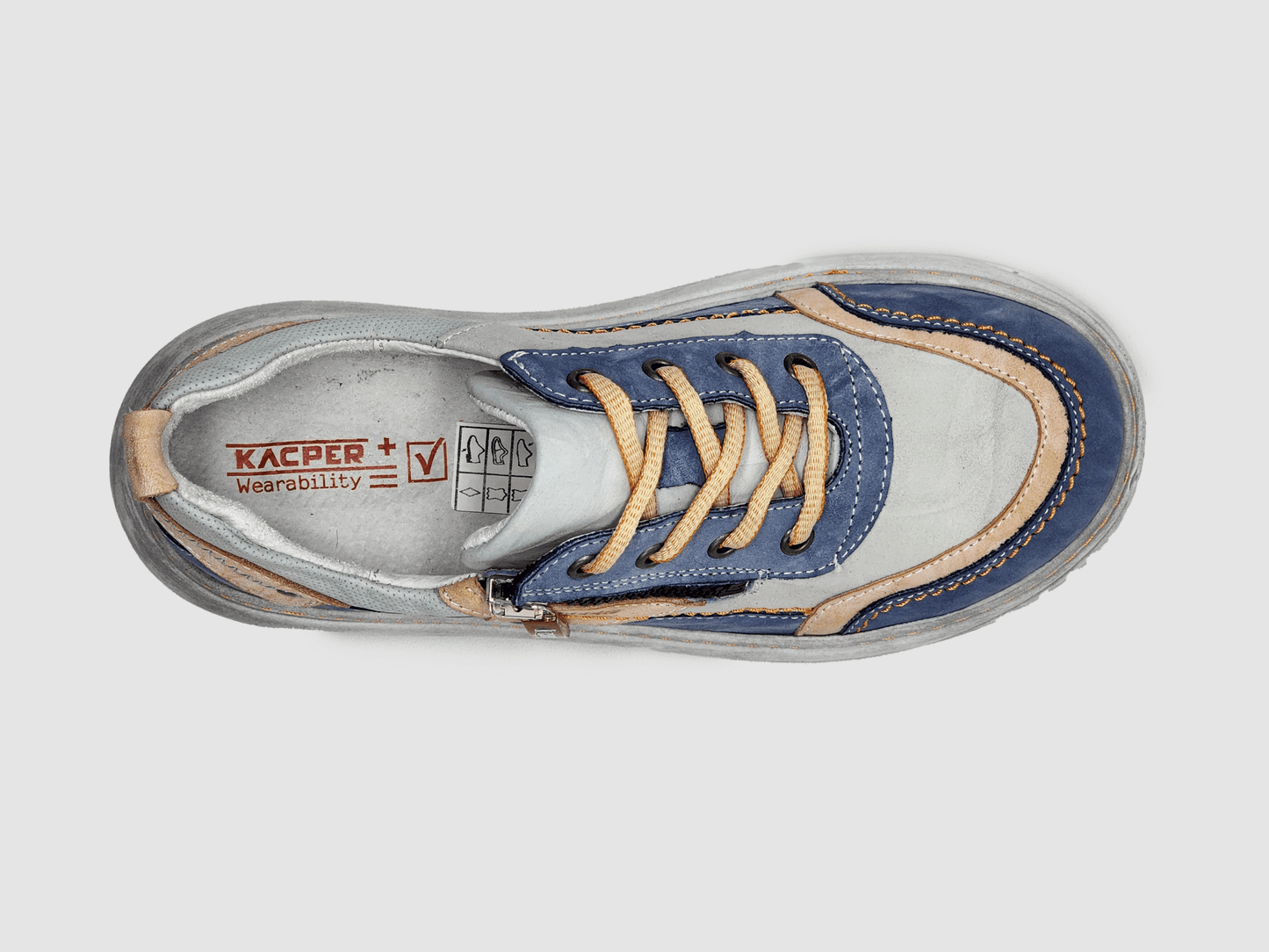 Women's Retro Zip - Up Leather Shoes - Blue/Pink - Euro Shoe House