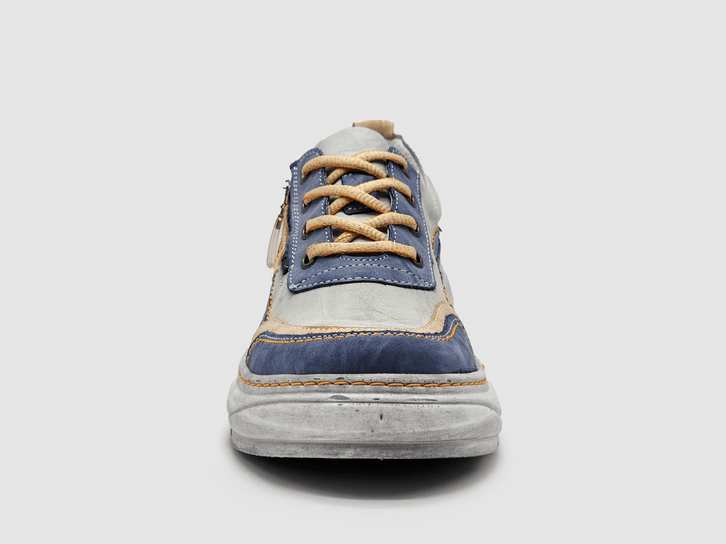 Women's Retro Zip - Up Leather Shoes - Blue/Pink - Euro Shoe House