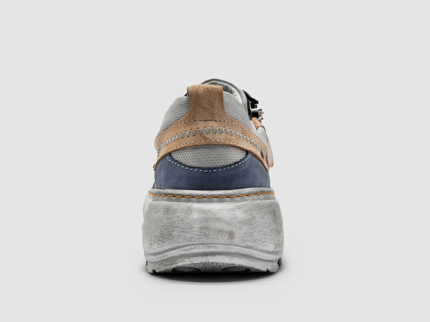 Women's Retro Zip - Up Leather Shoes - Blue/Pink - Euro Shoe House