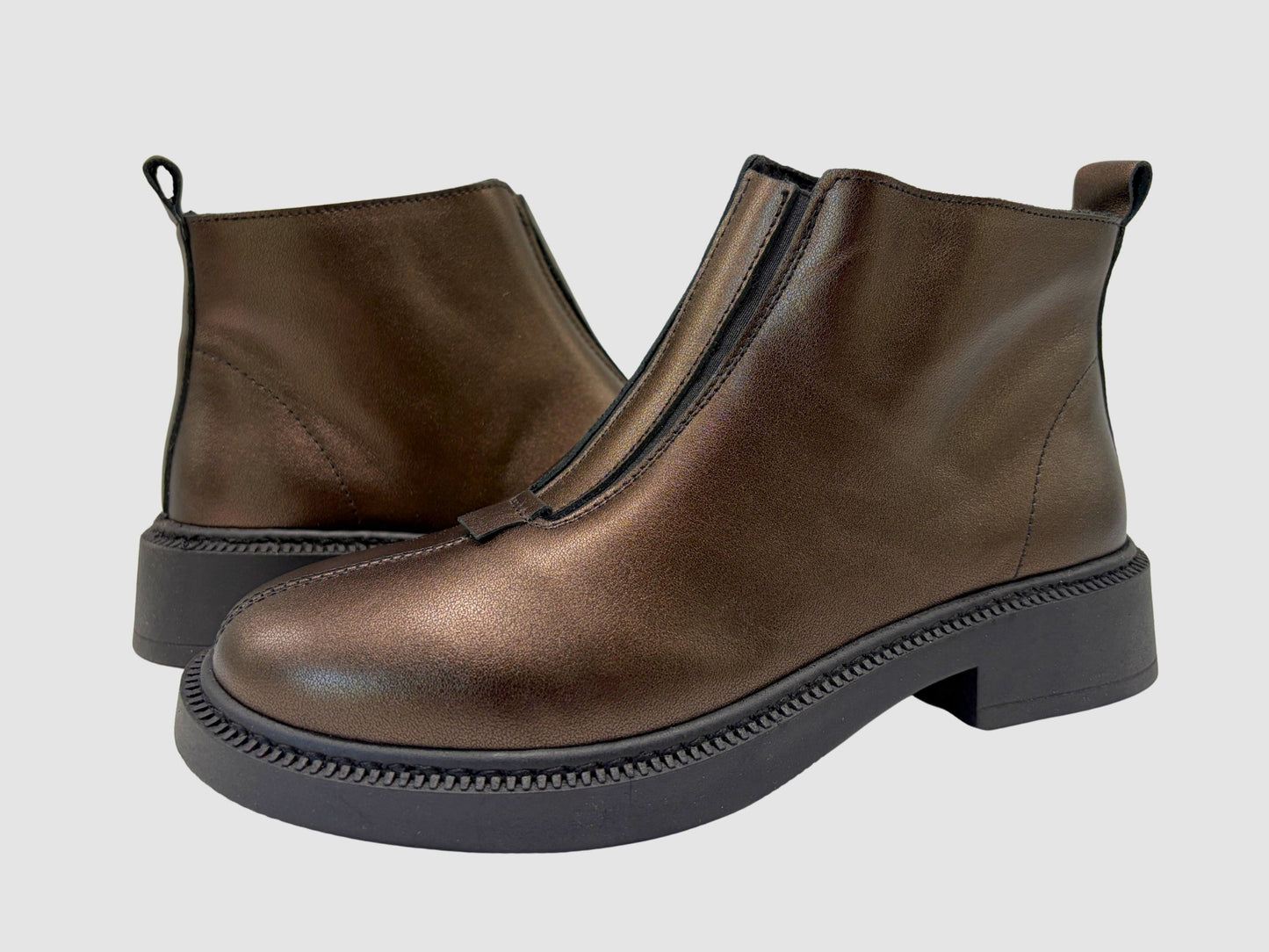 Women's Siena Leather Boots - Metallic Bronze - Euro Shoe House