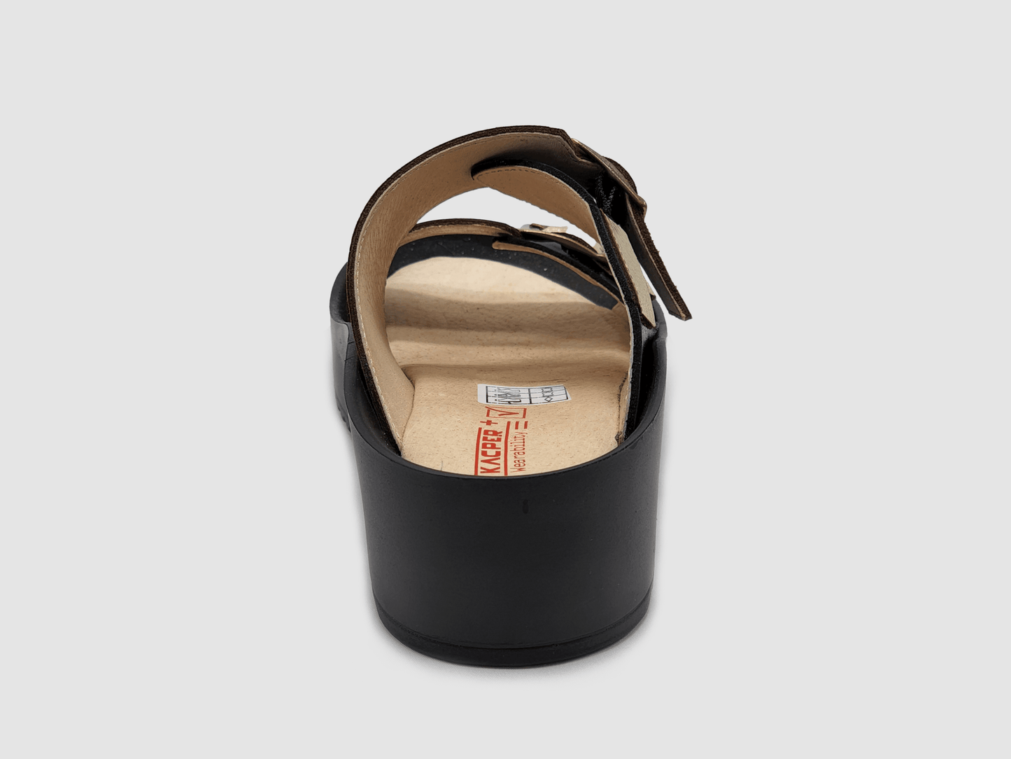 Women's Signature Leather Sandals - Black & Gold - Euro Shoe House