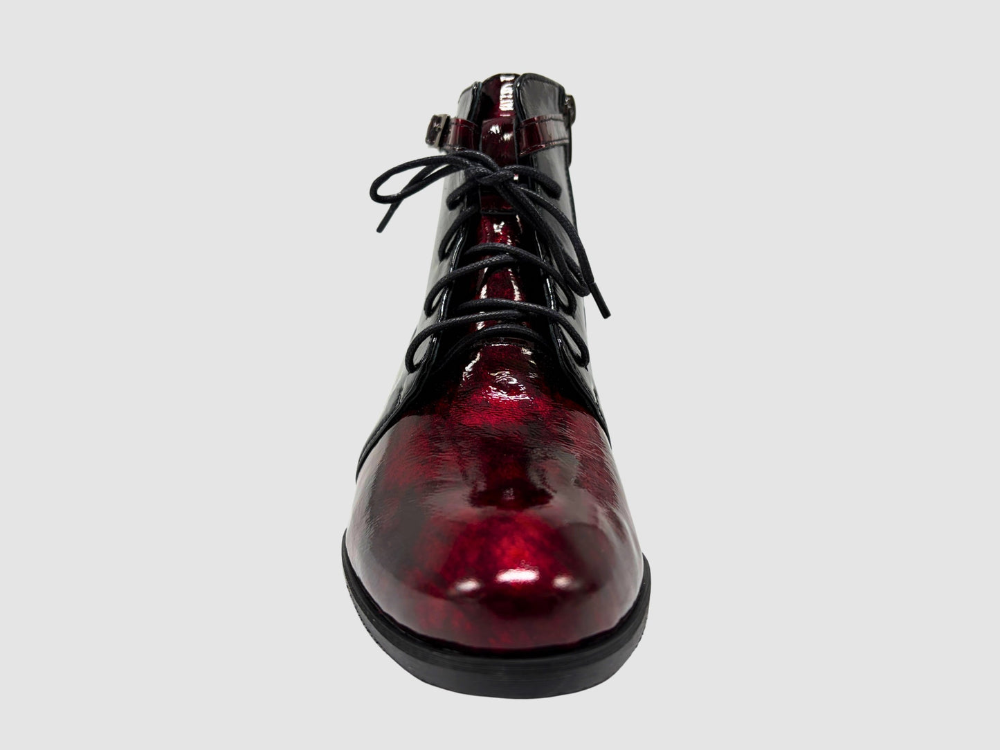 Women's Violetta Leather Booties - Black/Red - Euro Shoe House