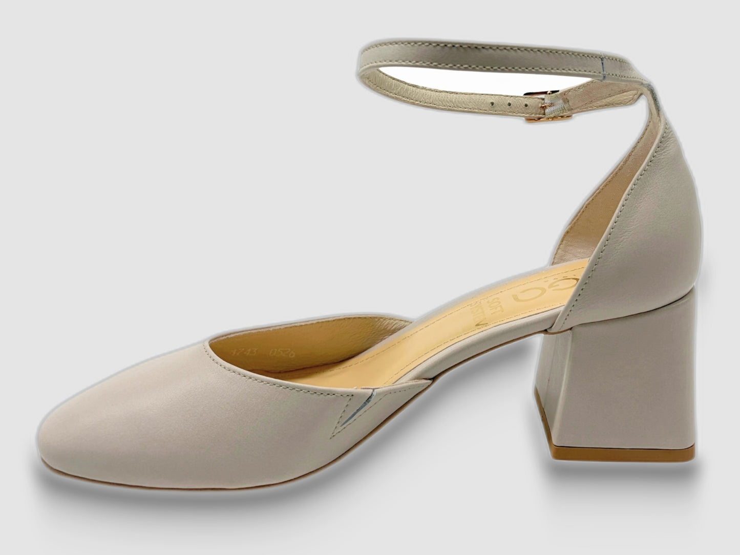 Womens Natalia Ankle-Strap Pump  – Beige - Side Left