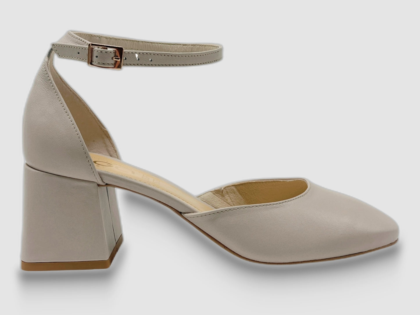 Womens Natalia Ankle-Strap Pump  – Beige - Side Right