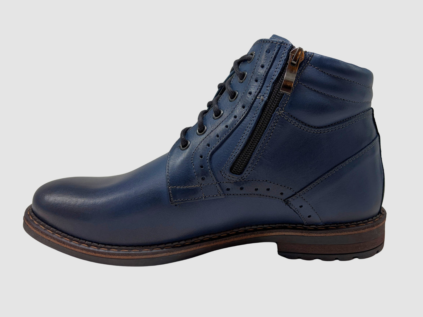 Men's Adrian Leather Boots - Blue - Euro Shoe House
