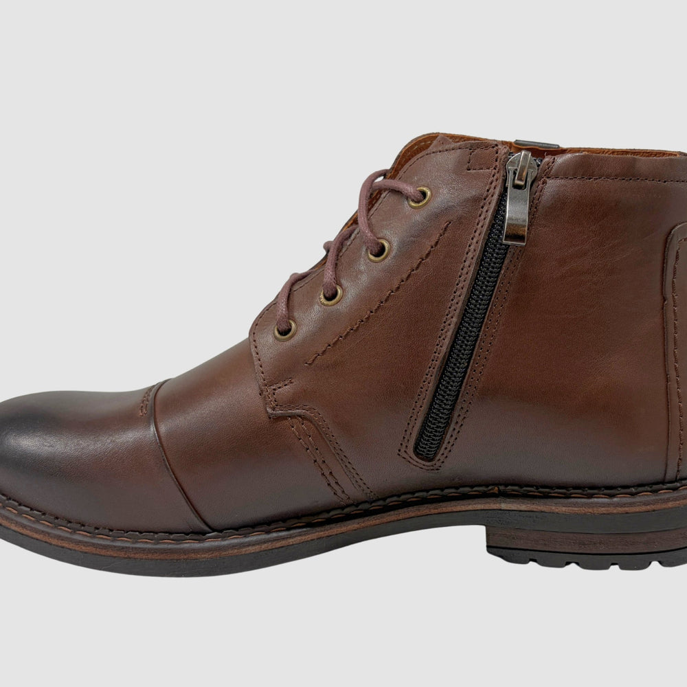 Men's Aron Leather Boots - Brown - Euro Shoe House