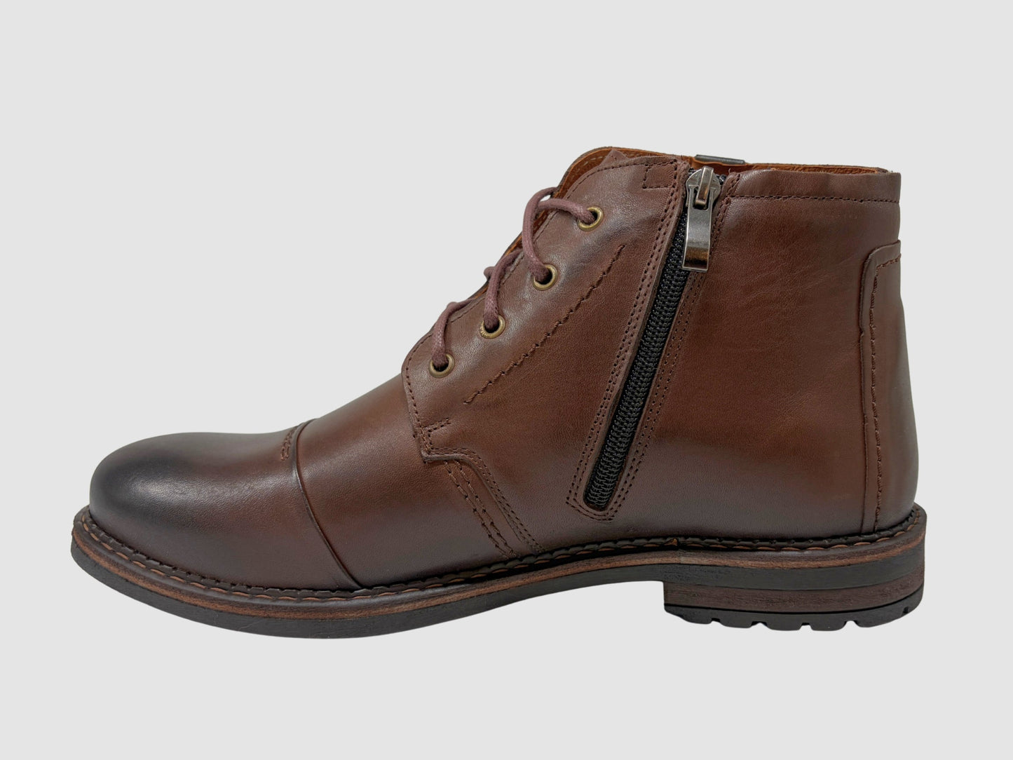Men's Aron Leather Boots - Brown - Euro Shoe House