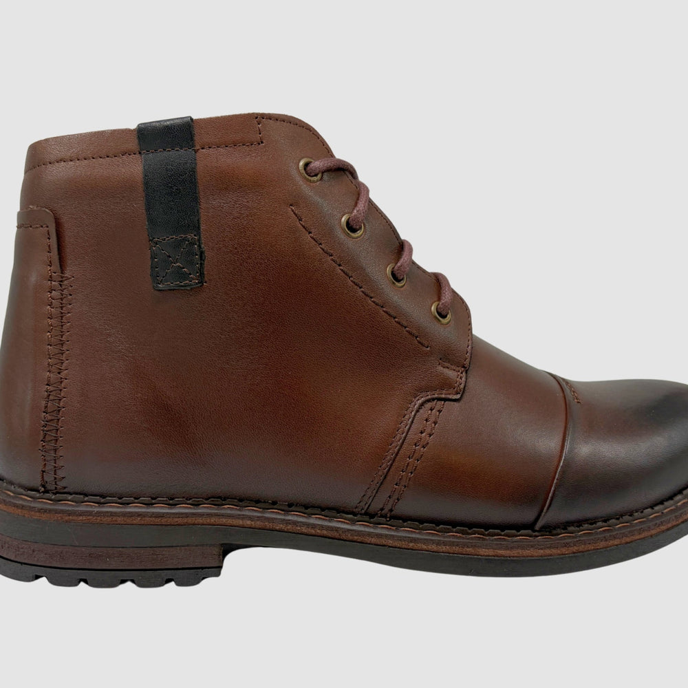 Men's Aron Leather Boots - Brown - Euro Shoe House