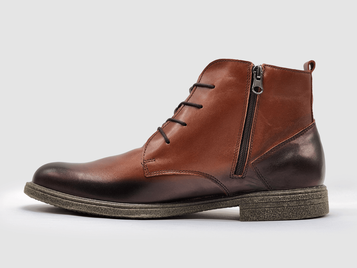 Men's Chukka Zip-Up Leather Boots - Brown Euro Shoe House Men's Chukka Zip-Up Leather Boots - Brown Euro Shoe House
