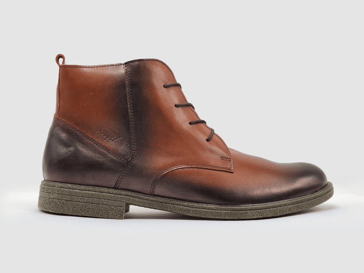 Men\'s Brown Leather Chukka Boots with Side Zip Men main image 3