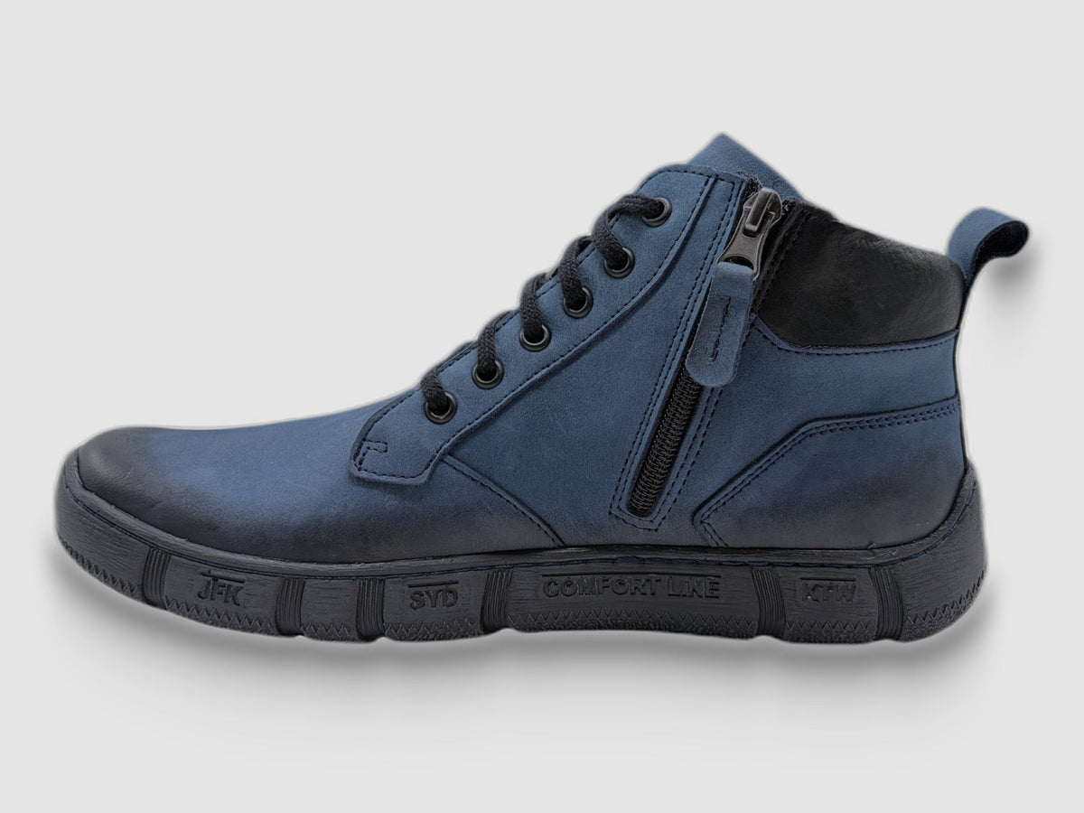 Men's Comfort Leather Boots - Blue - Euro Shoe House