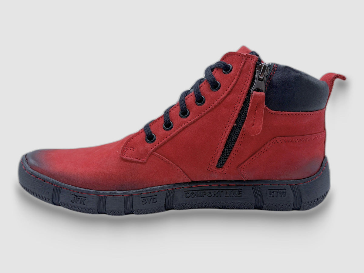 Men's Comfort Leather Boots - Red - Euro Shoe House