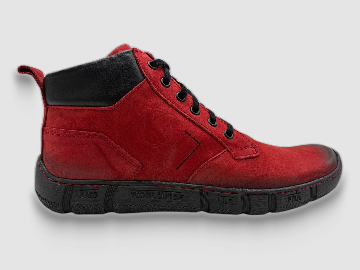 Men's Comfort Leather Boots - Red - Euro Shoe House