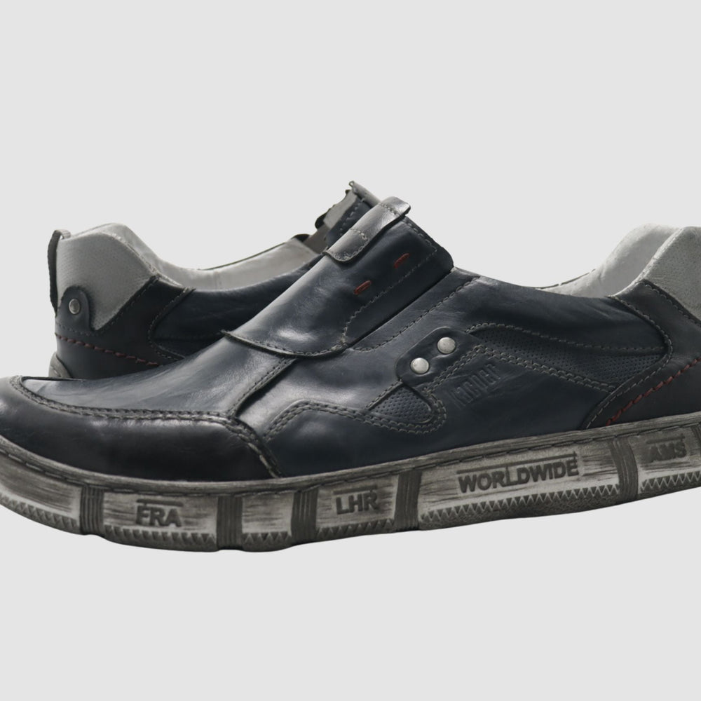 
                  
                    Men's Comfort Slip - On Leather Shoes - Blue/Grey - Euro Shoe House
                  
                